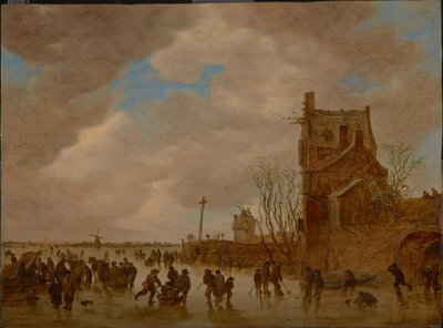 Jäänautintoja siltatornin edessä, 1655 tekijältä Jan Josefsz Goyen van