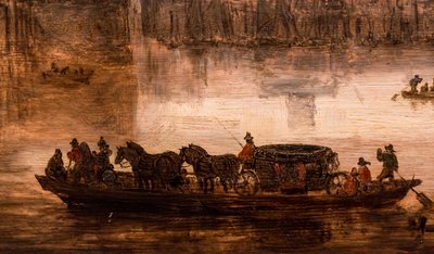 Suuri lautta, jossa on neljän hevosen vaunu (Nijmegen), Detalji tekijältä Jan Josephsz van Goyen