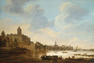 Kaupunki joen rannalla lautalla, 1648 tekijältä Jan Josephsz van Goyen