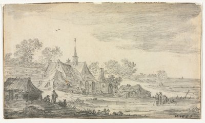 Rakennusryhmä meren rannalla, 1653. tekijältä Jan Josephsz van Goyen