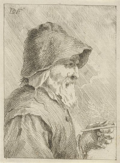 Vanha mies parta ja piippu kädessään tekijältä Jan Lauwryn Krafft (I) (attributed to)