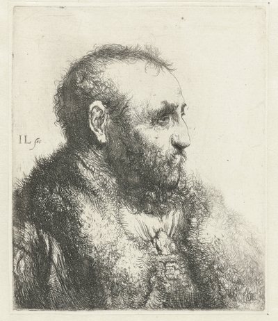 Vanhan miehen rintakuva turkista tekijältä Jan Lievens