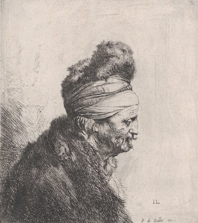 Turkislakkia yllättävän vanhan miehen rintakuva, n. 1631. tekijältä Jan Lievens
