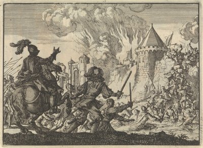 Hollantilaiset joukot ryntäsivät Tiesen muuriin vuonna 1635 tekijältä Jan Luyken