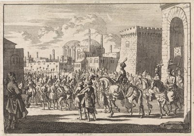 Sulttaani Mustafa II:n saapuminen Konstantinopoliin, 1695 tekijältä Jan Luyken