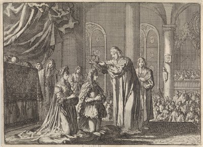 Canterburyn arkkipiispan kruunasi William III ja Maria II Stuart, 1689 tekijältä Jan Luyken