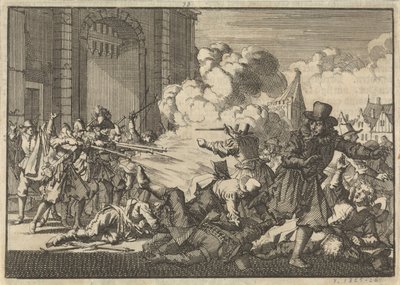 Mellakka Rotterdamissa vastalauseministerin vangitsemisen jälkeen, 1621 tekijältä Jan Luyken