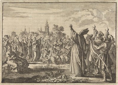Puolan valtiopäivä, jossa toinen osapuoli julistaa kuninkaaksi Augustus II Vahvan ja toinen osapuoli ranskalaisen Louis of Bourbon-Contin, 1697 tekijältä Jan Luyken