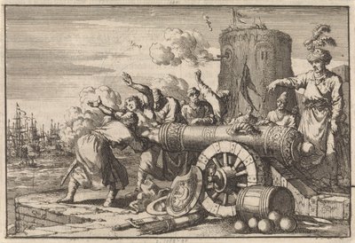 Ranskan Algerian pommituksen aikana algerialaiset lastasivat Ranskan konsulin tykkiin ja tappoivat, 1683 tekijältä Jan Luyken