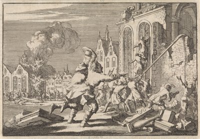 Katolisten kappelien purkaminen Lontoossa, 1688 tekijältä Jan Luyken
