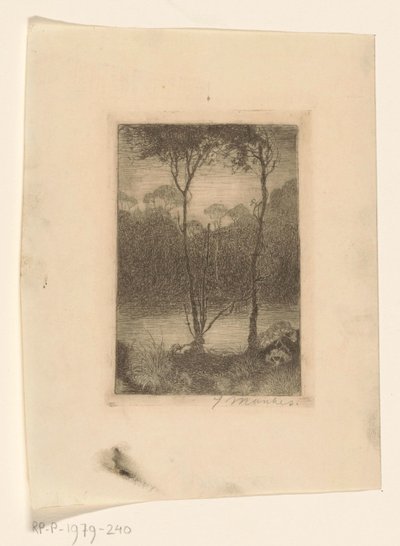 Kaksi puuta veden äärellä Striimaa yöllä (alkuperäinen nimi) tekijältä Jan Mankes (signed by artist)