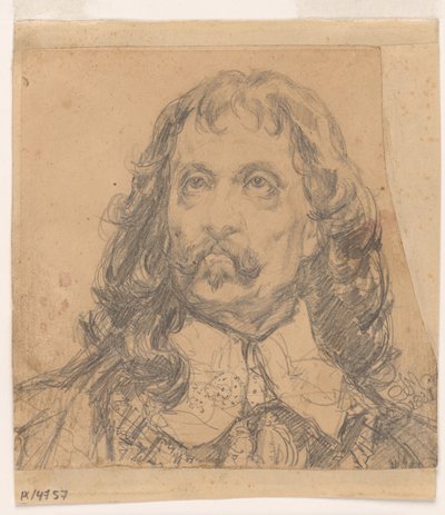 Jan Kazimierzin pään muotokuva-luonnos (todennäköisesti maalauksen luonnos). tekijältä Jan Matejko