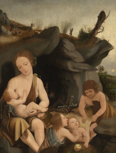Eeva ja neljä lasta, noin 1520 tekijältä Jan Mostaert