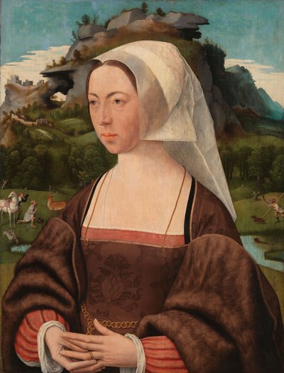 Tuntemattoman naisen muotokuva, n. 1525 (öljy paneelille) tekijältä Jan Mostaert