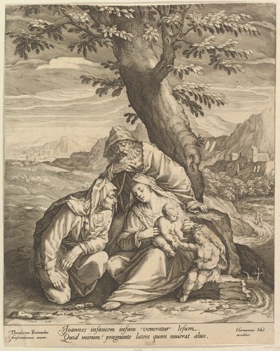 Pyhä perhe Pyhän Elisabetin ja Pyhän Johannes Kastajan kanssa, 1588. tekijältä Jan Muller