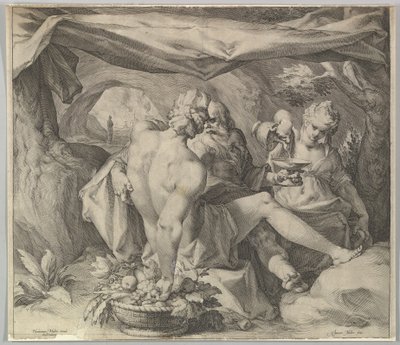 Lot ja hänen tyttärensä, n. 1630. tekijältä Jan Muller