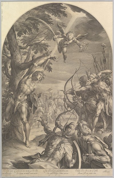 Pyhän Sebastianin marttyyrikuolema, n. 1600. tekijältä Jan Muller