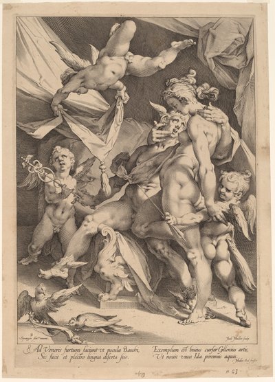 Venus ja Merkurius tekijältä Jan Muller, after Bartholomaeus Spranger