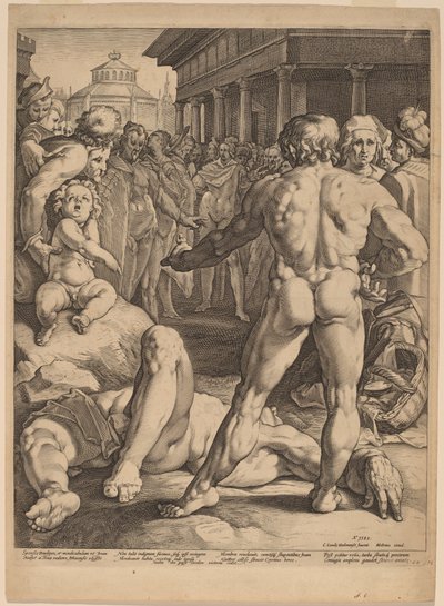 Taistelu Ulysseksen ja Iruksen välillä tekijältä Jan Muller, after Cornelis Cornelisz van Haarlem