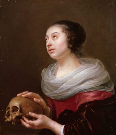 Nuori nainen, jolla on kallo, 1640-luku tekijältä Jan Olis