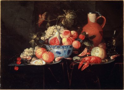 Asetelma hedelmillä ja rapuilla - il kankaalle, n.1660 tekijältä Jan Pauwel II the Younger Gillemans