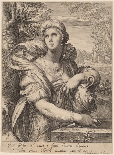 Samarialainen nainen kaivolla tekijältä Jan Pietersz Saenredam, after Hendrik Goltzius