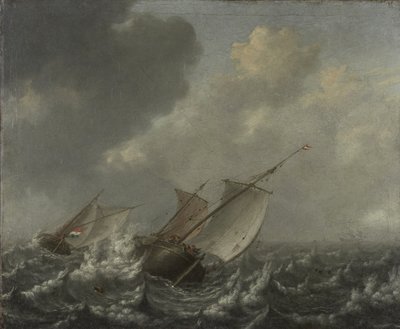 Alukset aaltoisella merellä, 1620-luku tekijältä Jan Porcellis