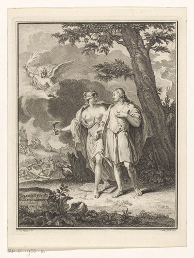 Himo viettelee nuoren miehen Nimisivu: Dirk Smits, Israëls Baalfegorsdienst tai Punished lust, 1737 tekijältä Jan Punt