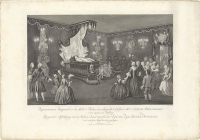 Huone, jossa on prinssi William IV:n majesteetti, 1751 Representation Perspective de la Salle de Parade (...) Perspektiivikuva paraatihallista, jossa Lyk van Zyne Doorl. Yderin korkeus on ollut esillä (otsikko esineessä) Kelluva sänky W tekijältä Jan Punt