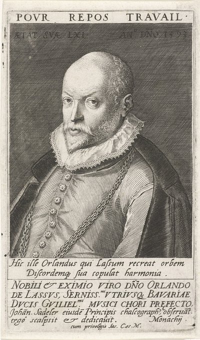 Säveltäjä Orlando di Lasson muotokuva 1532-1594, 1593 tekijältä Jan Sadeler