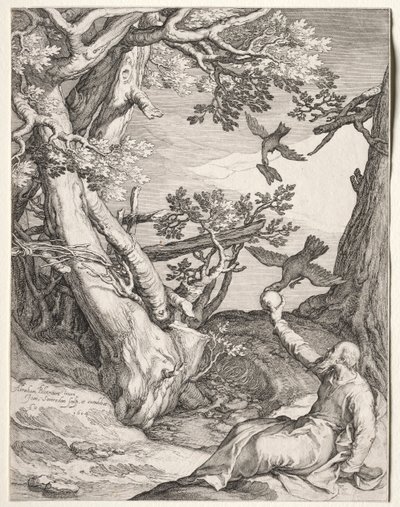 Elia erämaassa, Ravensin ruokkima, 1604. tekijältä Jan Saenredam