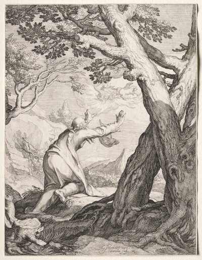 Elisa ja Eliahs Chariot of Fire, 1604. tekijältä Jan Saenredam