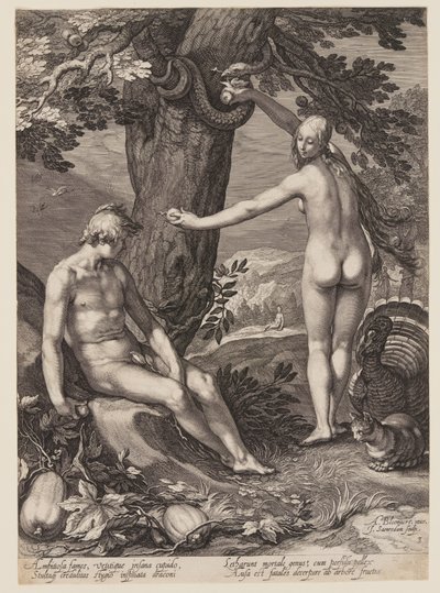 Ihmisen kiusaaminen, ihmisen ensimmäisten vanhempien historiasta (History of the First Parents of Man) tekijältä Jan Saenredam