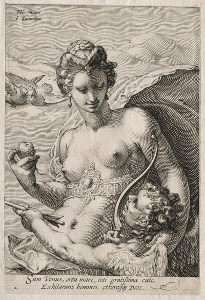Venus ja Cupid, n. 1595. tekijältä Jan Saenredam
