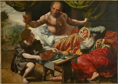 Isaac Blessing Jacob, 1500-luvun puoliväli. tekijältä Jan Sanders Hemessen van