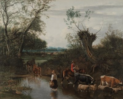 Talonpojat ylittävät puroa, noin 1670 (öljy kankaalle). tekijältä Jan Siberechts