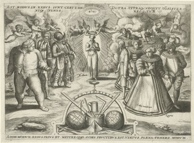 Kohtuus syntien kanssa personoituna Est modus.in.rebus. sunt. certi.de: (...) (otsikko esineessä) tekijältä Jan Snellinck (I) (attributed to)