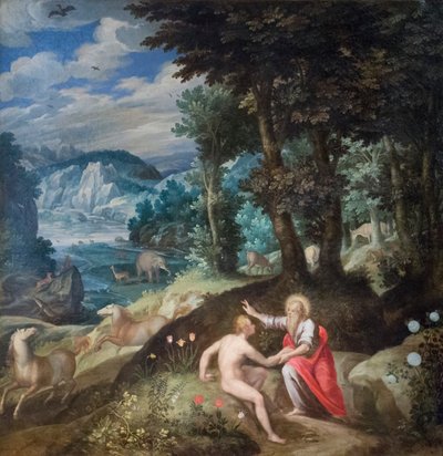 Aatamin luominen, noin 1586-89 (öljy kankaalle). tekijältä Jan Soens