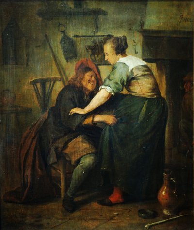 Wirtshaus mit Gast und Schankmagd tekijältä Jan Steen