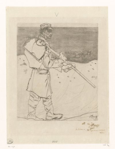 Simpukkakalastaja verkossa Katwijk aan Zeen rannalla The Shell Fisherman (alkuperäinen nimi) tekijältä Jan Toorop (signed by artist)
