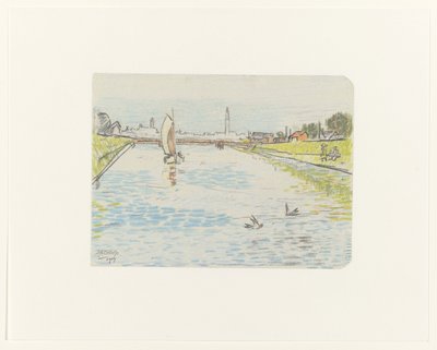 Näkymä kanavalle, jossa on purjelaiva tekijältä Jan Toorop