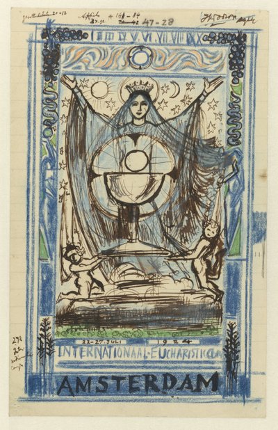 Suunnittelu julisteelle Amsterdamissa 22.-27.7.1924 pidetyn kansainvälisen eukaristisen kongressin tekijältä Jan Toorop