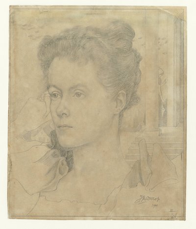 Jan Tooropin vaimon Annie Hallin tai hänen sisarensa Janet Hallin muotokuva tekijältä Jan Toorop