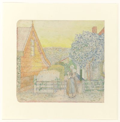 Seelannin tyttö, neuloa pihalla tekijältä Jan Toorop