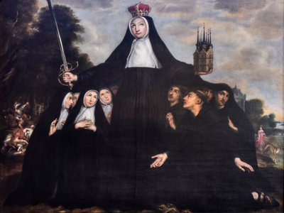 Jan Verhoeven (toiminut 1642-1676 ) Pyhä Begga kerjäläisten ja kerjäläisten suojelijattarena Kerjäläiskirkko Mechelen 19-08-2023 tekijältä Jan Verhoeven