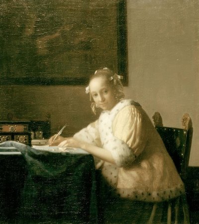Kirjeen kirjoittaja keltaisella tekijältä Jan Vermeer van Delft