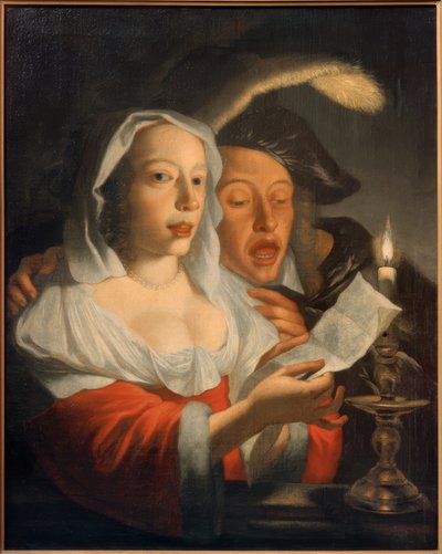 Laulava pari kynttilänvalossa tekijältä Jan Vermeer van Utrecht