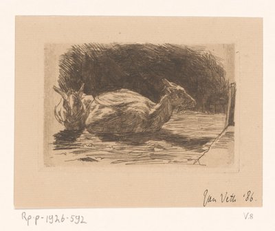 Kaksi vuohta tekijältä Jan Veth (signed by artist)
