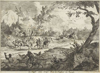 Susimetsästys Conflansissa, Savoie La Chasse aux Loups Prez de Conflans en Savoije (otsikko esineessä) Faces in Savoie (sarjan nimi) tekijältä Jan Vincentsz. van der Vinne