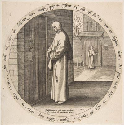 Yksi kerjää turhaan kuurojen ovella, kahdestatoista flaamilaista sananlaskua, n. 1568. tekijältä Jan Wierix